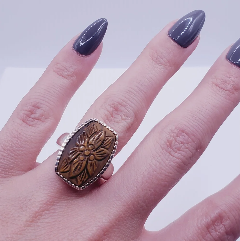 Tigers Eye Silver Ring